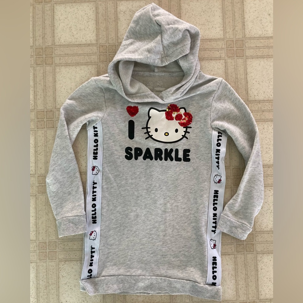 Hello Kitty Gray Long Tunic Hoodie Sweatshirt 5T